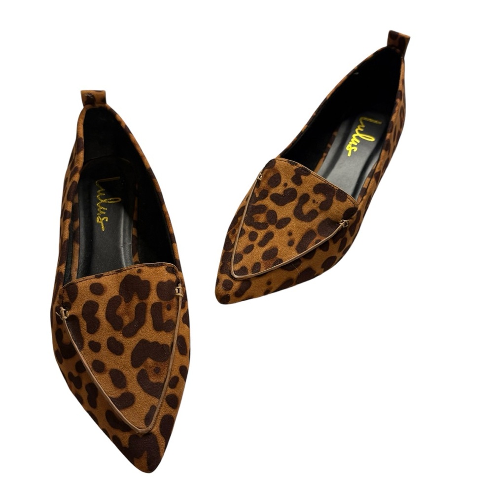Lulu's Emmy  Vegan Suede Leopard Print Vegan Pointed Toe Loafers Size 9